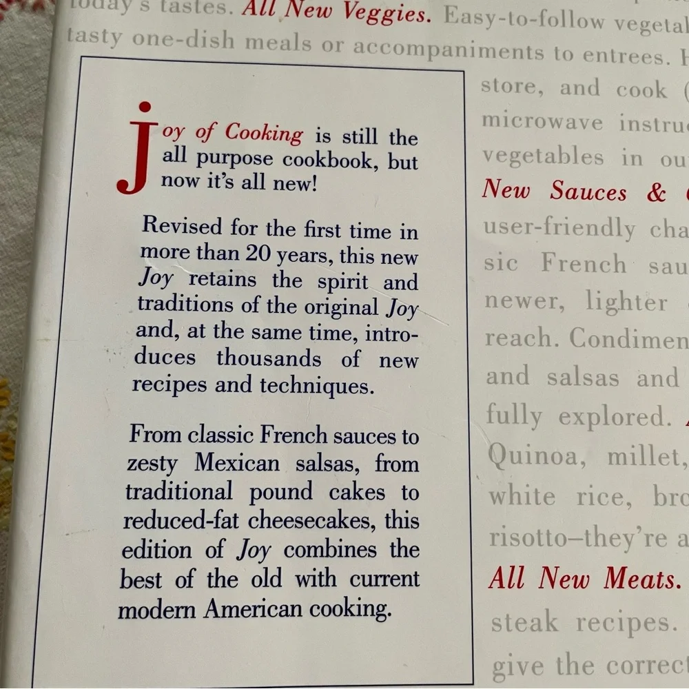 Vintage Joy of Cooking 1997 Edition Hardcover Cookbook. The Cook's Bible